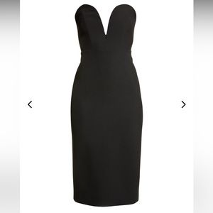 Veronica Beard Black Strapless Plunge Sheath Dress
